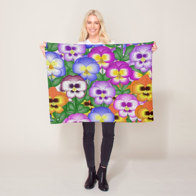 Pansies Small Fleece Blanket (In Situ)