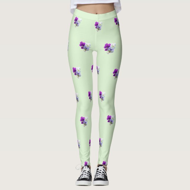 Pansies three flowers pattern Legging (Front)