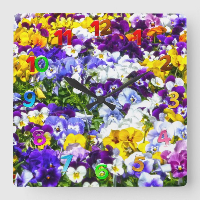 Pansies Wall Clock (Front)