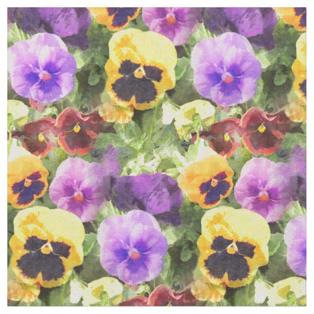 Pansies Watercolor Fabric (Close Up)
