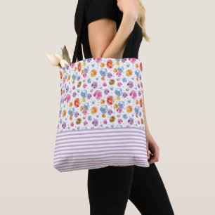 Pansies Watercolor Floral Pattern Illustration Tote Bag