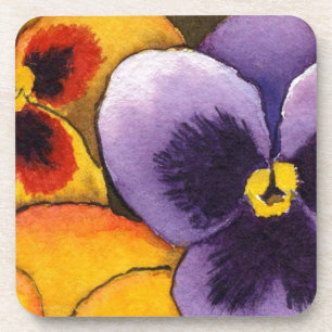 "Pansy #1" Floral Coaster Set