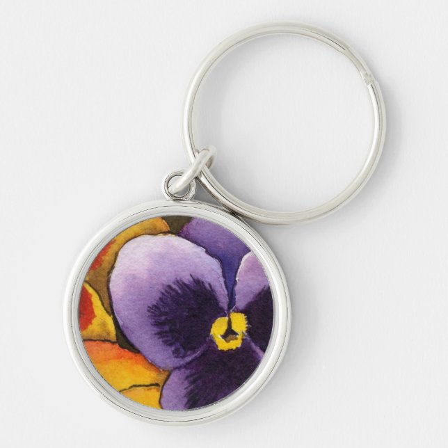 "Pansy 1" Floral Keychain (Front)