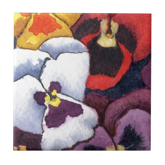 "Pansy #2" Kitchen Garden Ceramic Tile (Front)