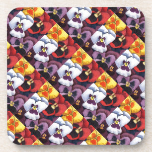 "Pansy #2 Tiled Pattern" Floral Coaster Set