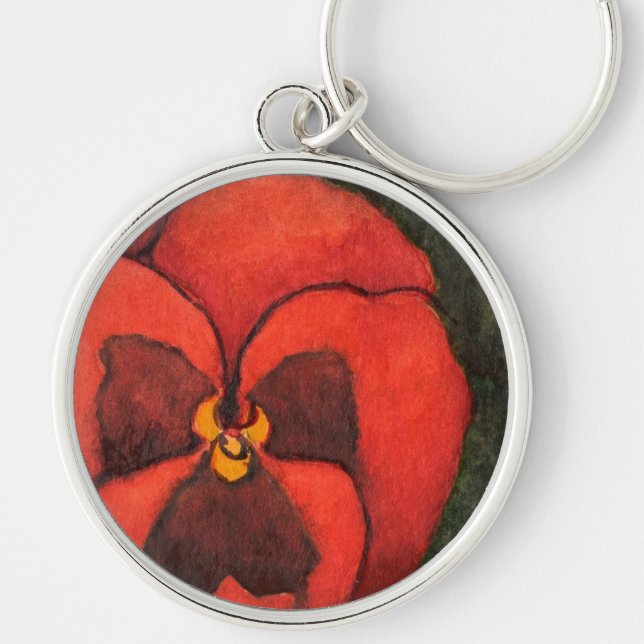 "Pansy 3" Floral Keychain (Front)
