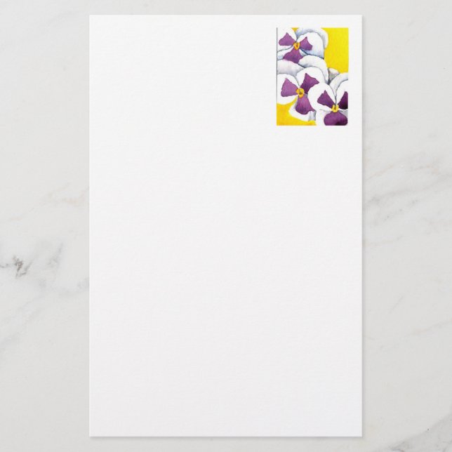 "Pansy #4" Floral Stationery (Front)