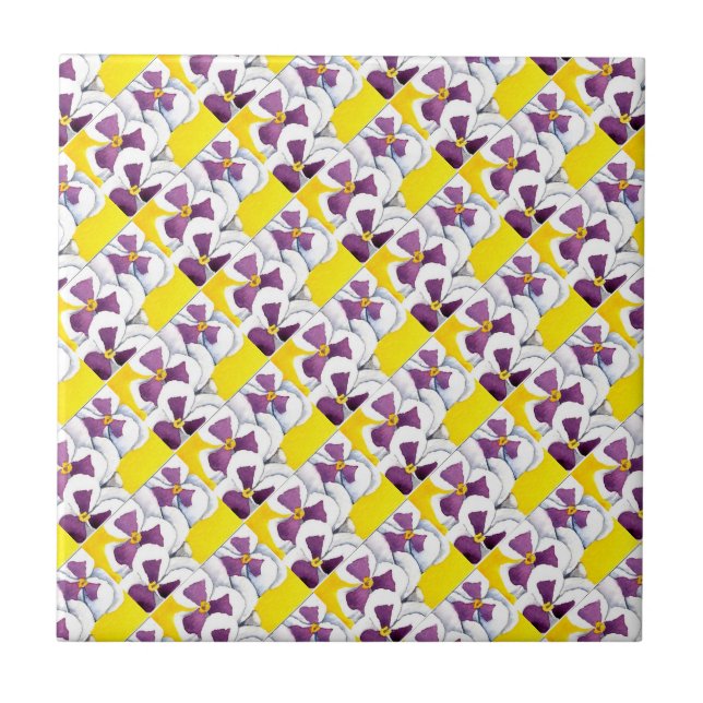 "Pansy #4 Tiled" Kitchen Garden Ceramic  Tile (Front)