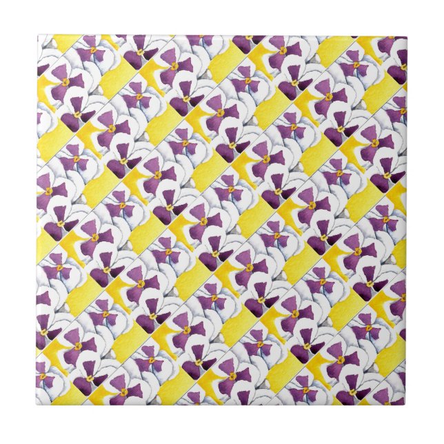 "Pansy #4" Tiled Kitchen Garden Ceramic Tile (Front)