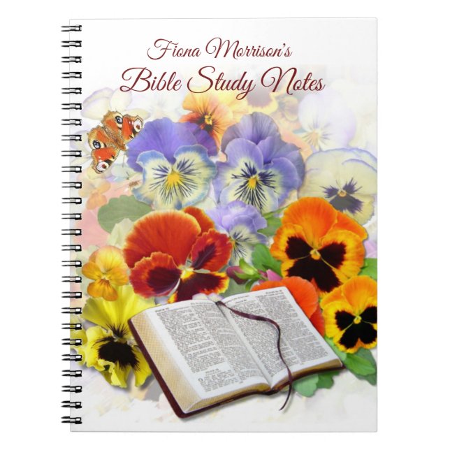 Pansy and Butterfly Bible Study Notes Notebook (Front)