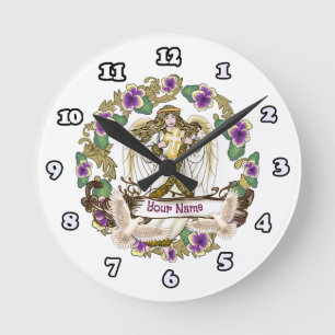 Pansy Angel Round Clock