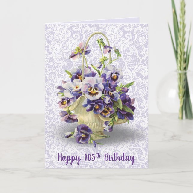 Pansy Basket for 105th Birthday Card (Front)