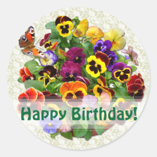 PANSY BEAUTY ~ Birthday  Envelope Sealers/Stickers Classic Round Sticker