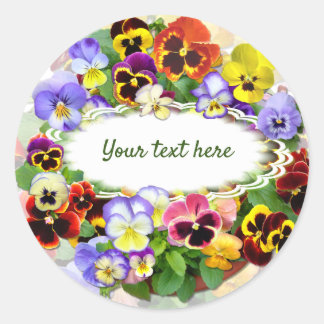 Pansy Beauty Custom Text Classic Round Sticker