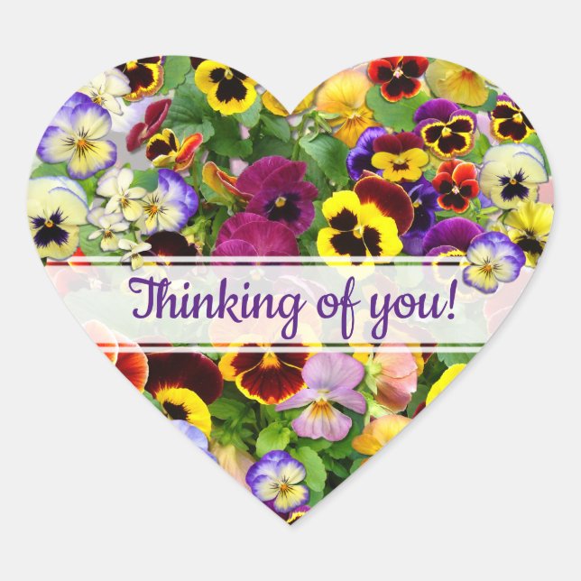 PANSY BEAUTY THINKING OF YOU HEART HEART STICKER (Front)