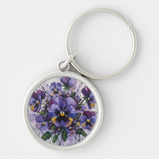 Pansy Bloom - Floral Charm Key Ring (Front)
