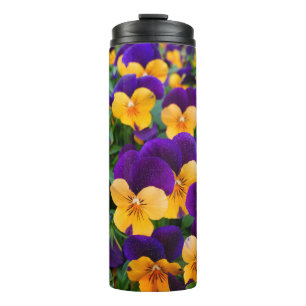 Pansy Bloom: Garden Beauty Close-up. Thermal Tumbler