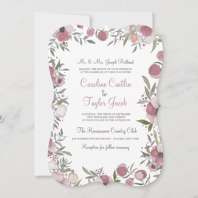Pansy Blossoms Wedding Invitation (Front)
