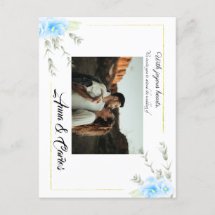 Pansy Blue Elegant flower wedding Announcement Postcard