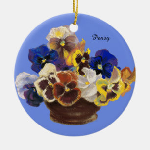 Pansy Bouquet Ceramic Ornament