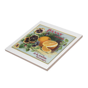 Pansy Brand Oranges Fruit Label Ceramic Tile