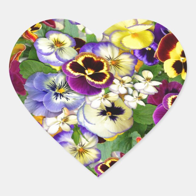 Pansy Cascade Heart Sticker (Front)