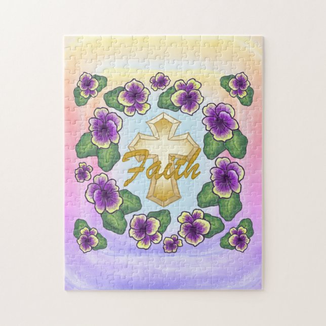 Pansy Christian Cross  jigsaw puzzle  (Vertical)
