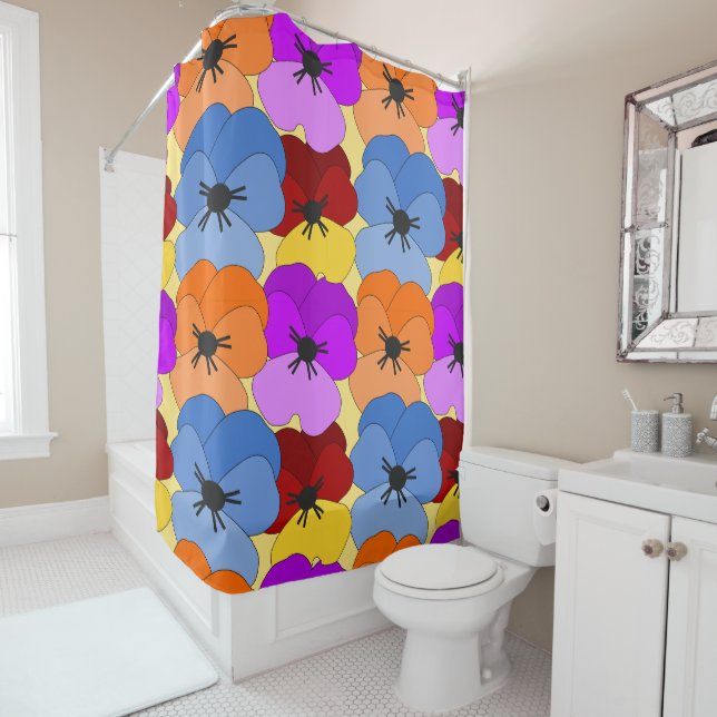 Pansy Collage  Shower Curtain (In Situ)