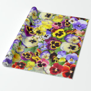 Pansy Collage Wrapping Paper
