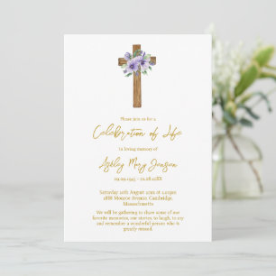 Pansy Cross Celebration of Life Funeral Invitation