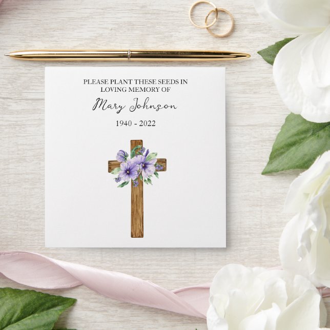 Pansy Cross Seed Packet Funeral Envelope (Wedding)