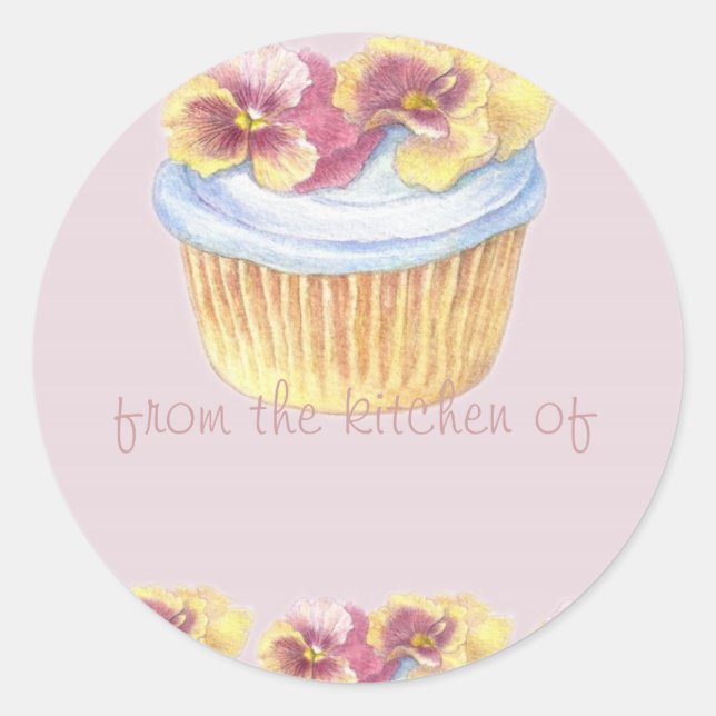 PANSY CUPCAKE ILLUSTRATION KITCHEN LABEL (Front)