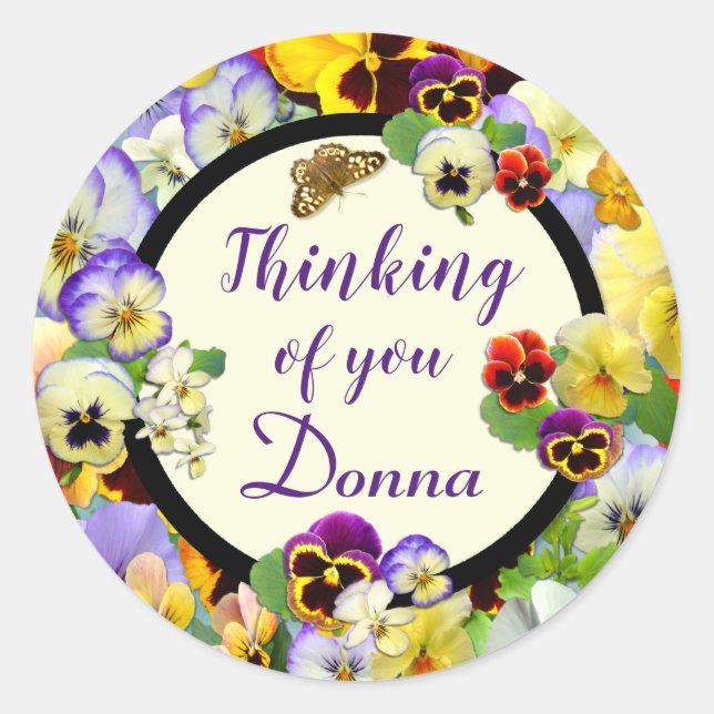 Pansy Design Thinking of You Classic Round Sticker (Front)