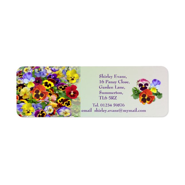 Pansy Display Custom Text Return Address Label (Front)