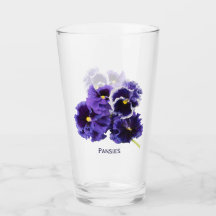 Pansy Drinking Glass with Name