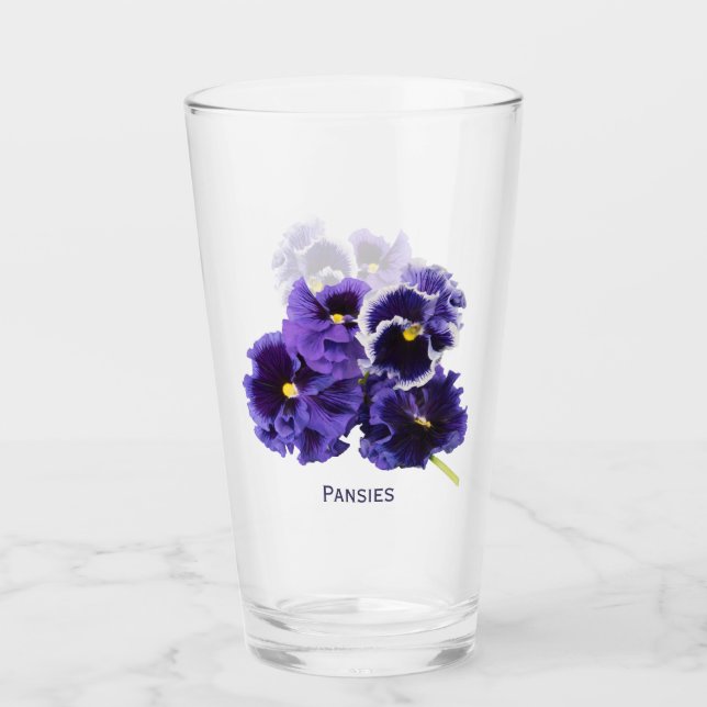 Pansy Drinking Glass with Name (Front)