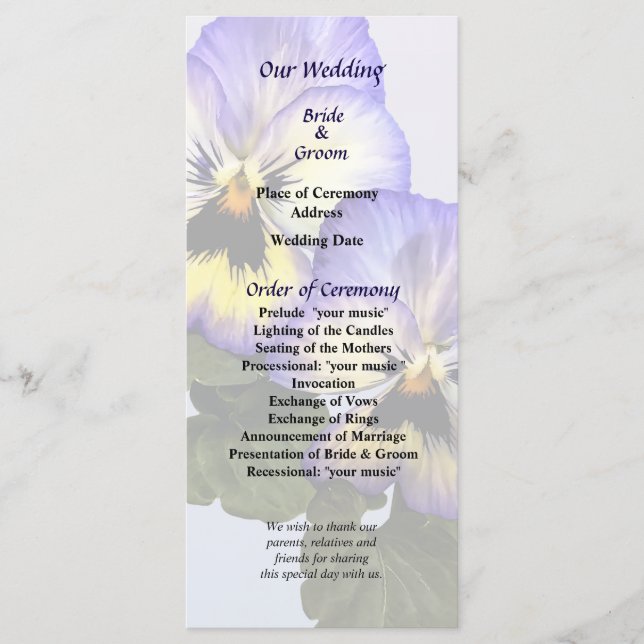 Pansy Duo Wedding Program (Front)