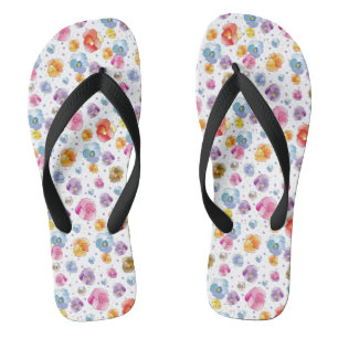 Pansy Floral Flowers Fun Colourful  Thongs