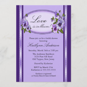 Pansy Floral Frame Bridal Shower Invitation