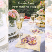 Pansy Floral Garden Party Paper Napkins