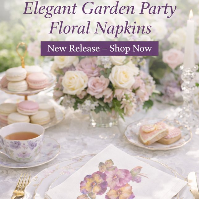 Pansy Floral Paper Napkins Garden Party (Elegant Garden Party Floral Napkins)