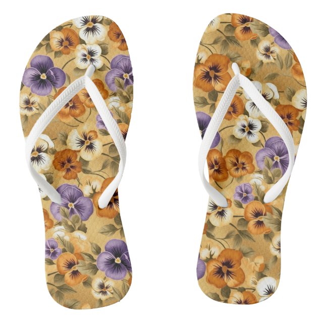 Pansy Floral Pattern Thongs (Footbed)