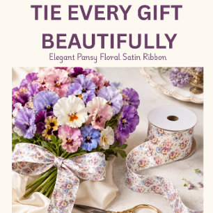 Pansy Floral Ribbon Garden Party Gift Wrap Satin Ribbon