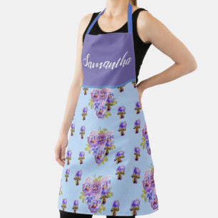 Pansy Floral Shabby Chic Blue Purple Viola art Apron