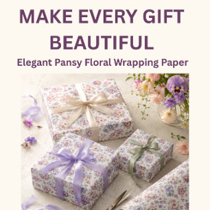 Pansy Floral Wrapping Paper Elegant Garden Gift