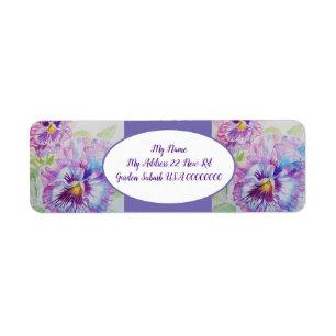 Pansy Flower Art Watercolour Return Address Labels