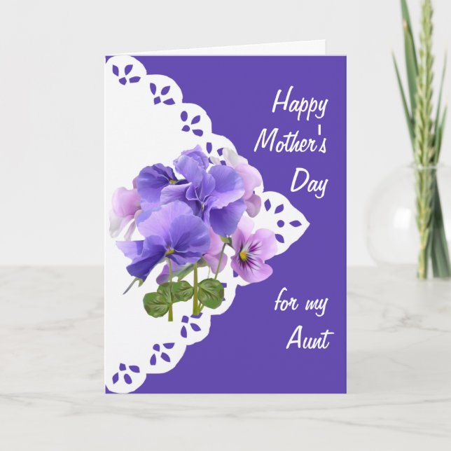 Pansy Flower Aunt Mother's Day Card (Front)