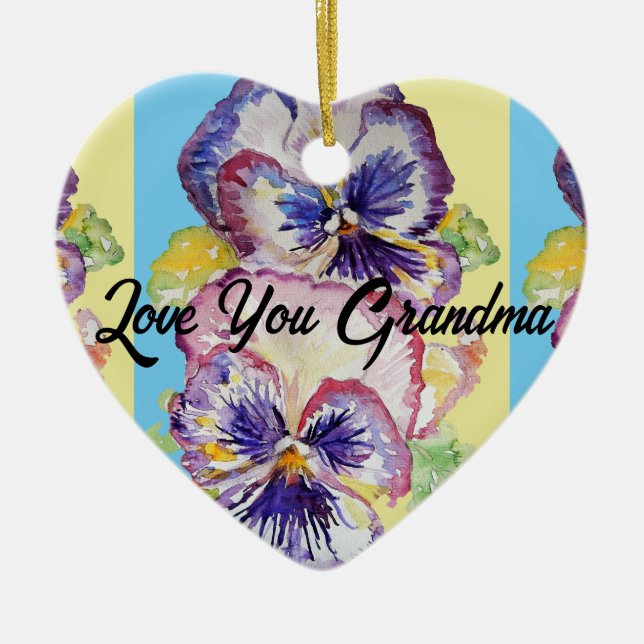 Pansy Flower Floral Love You Grandma Decoration (Front)