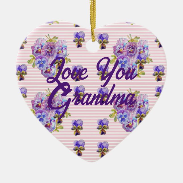 Pansy Flower Floral Love You Grandma Decoration (Front)