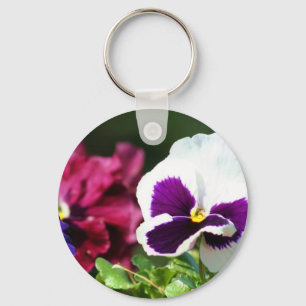 Pansy Flower Key Ring